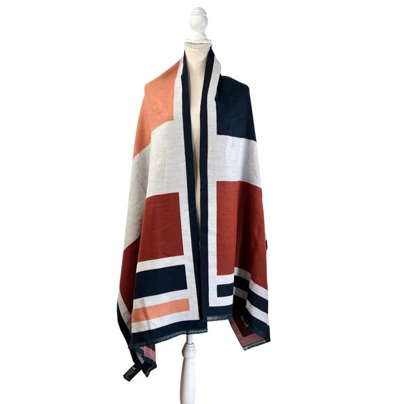 H&M Wide Wrap Scarf Colorblock Vegan Woven Blanket - Picture 1 of 8